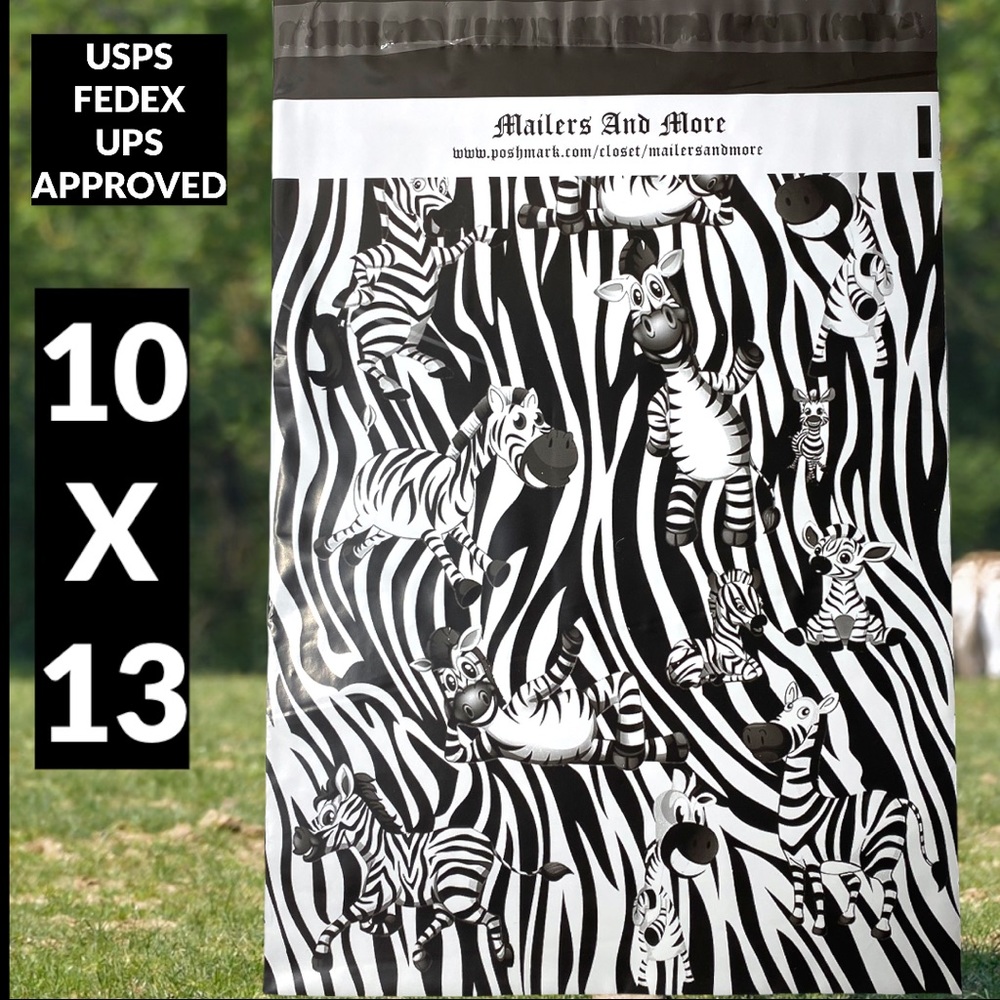 50 10X13 Poly Mailers, Zebra Shipping Envelopes PRICE IS FIRM - Picture 4 of 5